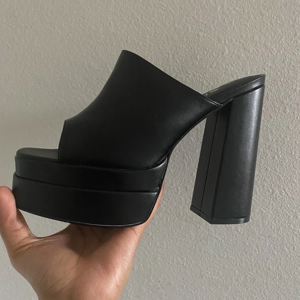 Chunky black heels